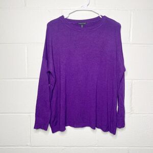 Eileen Fisher Boxy Crew Neck Deep Purple Size Small Viscose Nylon Stretch Women